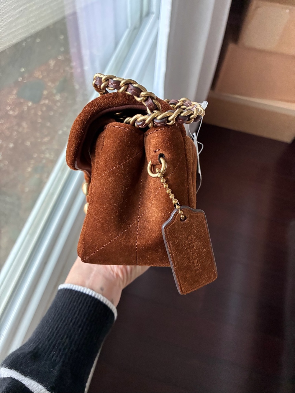 NWT❤️Coach Tabby Shoulder Bag 20 With Quilting Suede Warm Brown Crossbody CCK48 - Picture 4 of 12
